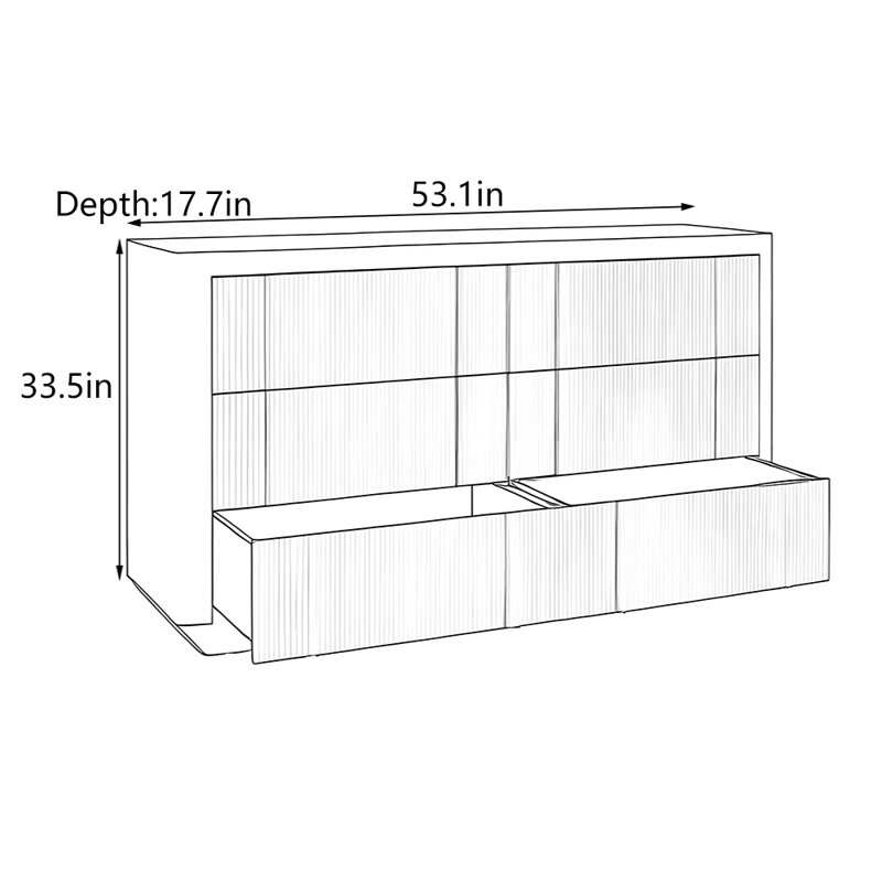 Mid-Century Modern Six-Drawer Entryway Cabinet, Dark Brown