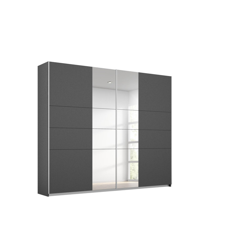 Maringa 2 Door Manufactured Wood Wardrobe, 210cm H x 218cm W x 59cm D, Premium, Grey metallic