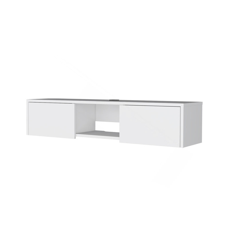 Meuble télé blanc flottant à 2 portes