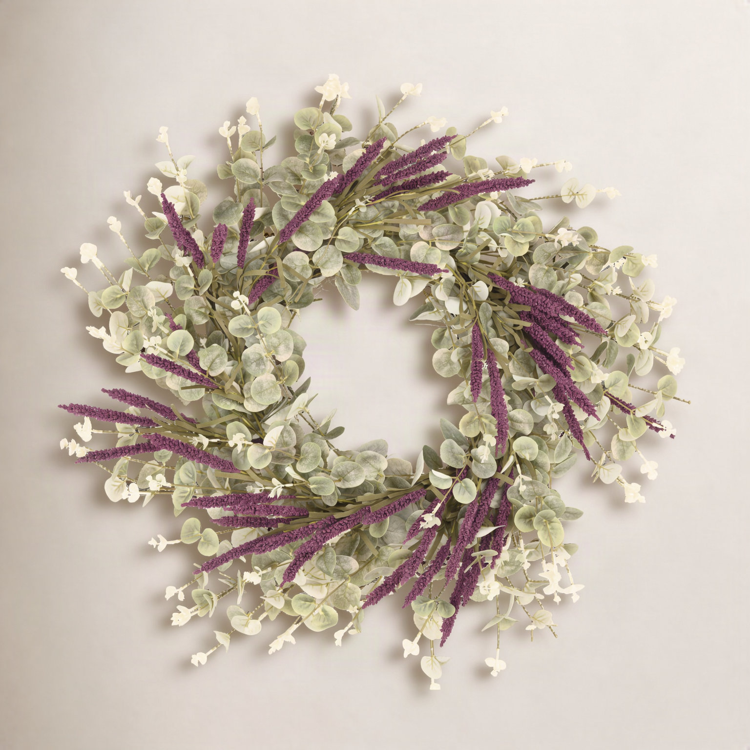 26" Eucalyptus Wreath, Purple/Green