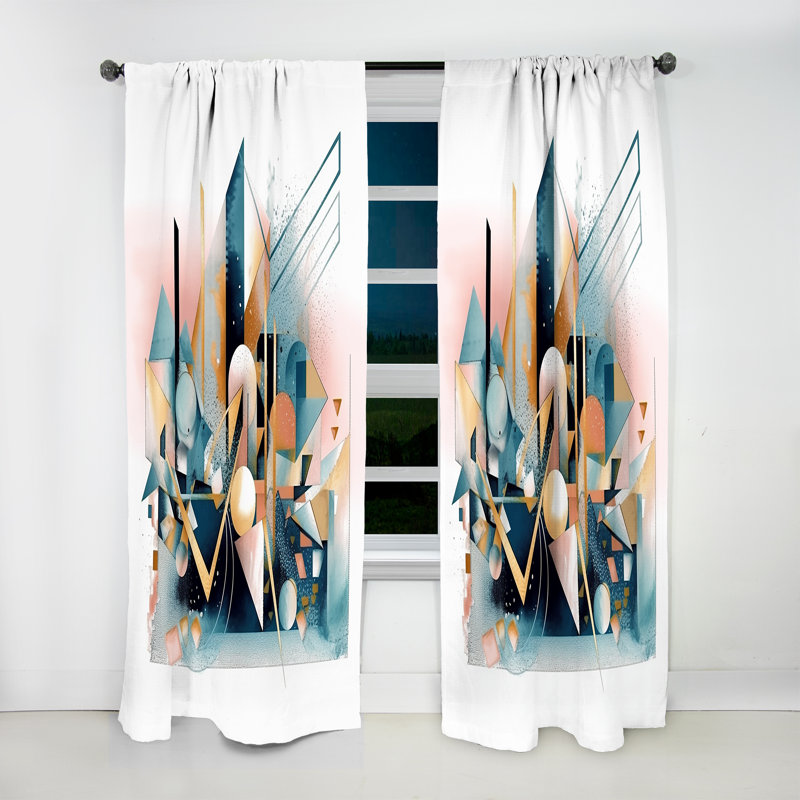 Avignon - Blue And Pink Embracing Cubism I - Modern Curtain - Velvet Room Darkening - 1 panel, 52" W x 120" L