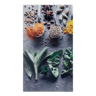 2 Pcs Universal Glass Stove Spice Design Hob Cover Cutting Chopping Boards Worktop Protectors