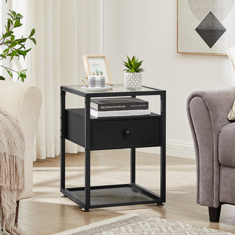 NS 1 Drawer Bedside Table, Black
