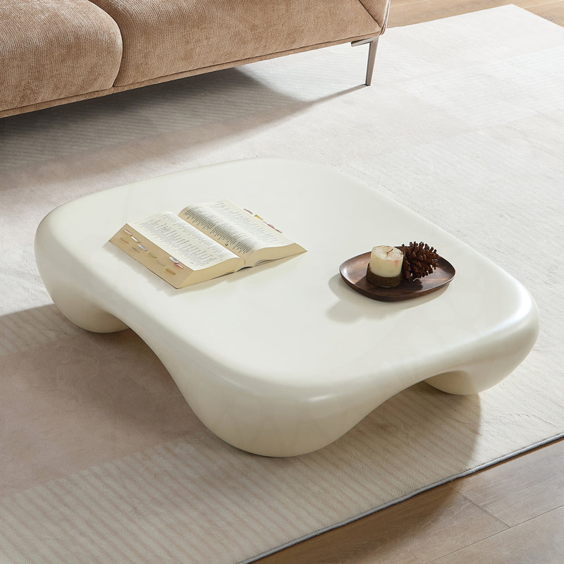 Modern Faux Travertine Textured Coffee Table, Perfect for Living Room or Office with Elegant Design and Versatile Style.