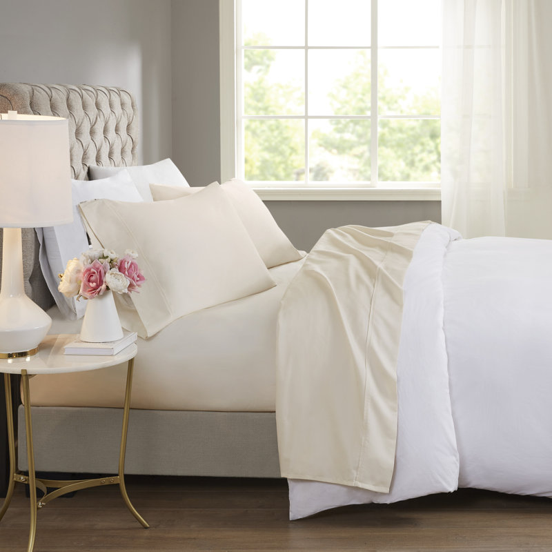 Ensemble de draps en mélange de coton 600 fils 600 fils, Ivoire, Grand