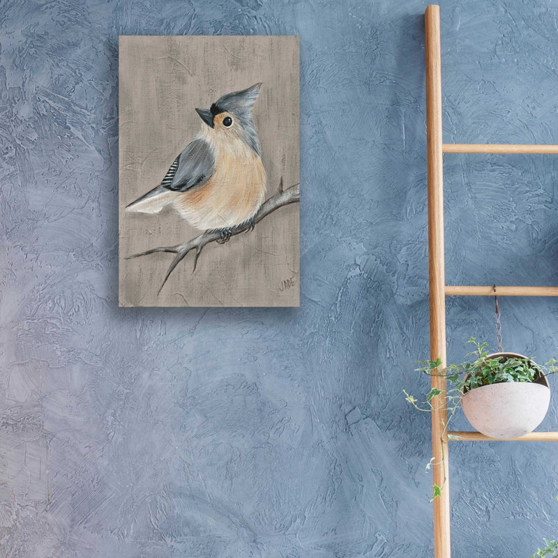 «Winter Bird I» par Jade Reynolds, art mural en verre acrylique, H 24 po x l 16 po x P 0,2 po
