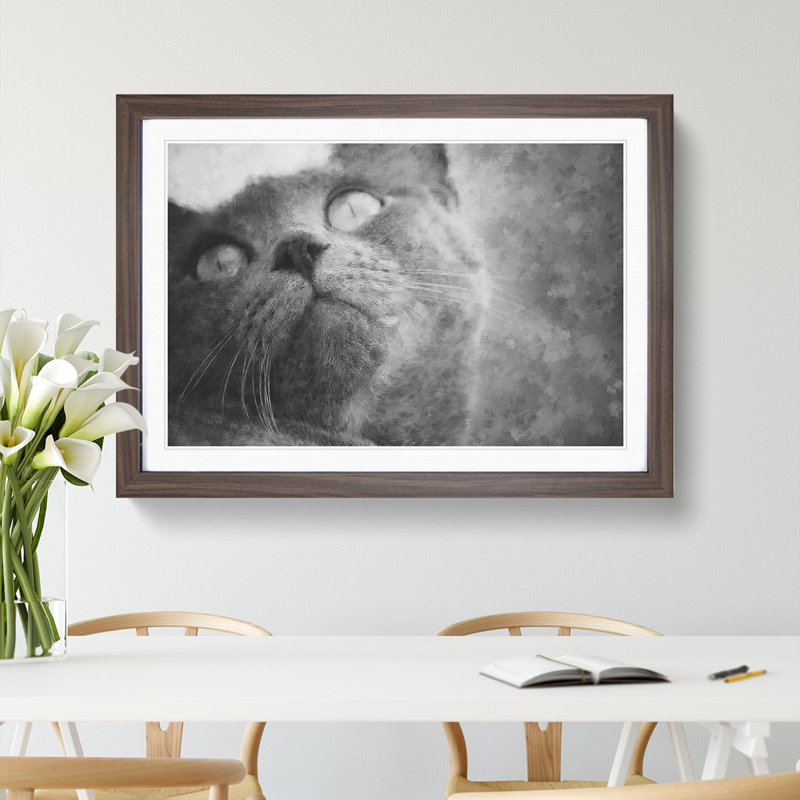 British Shorthair Cat Vol.3 - Picture Frame Painting, 27cm H x 36cm W x 2cm D, Walnut