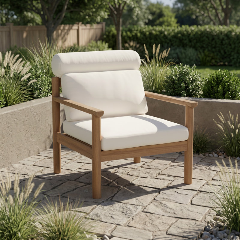 Chaise d'appoint 28 po Mid-Century moderne en bois d'acacia résistant aux intempéries