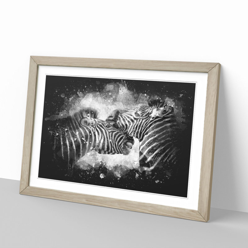 Zebras Vol.1 Paint Splash - Picture Frame Graphic Art, 48cm H x 65cm W x 2cm D, Oak