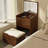 (Walnut) 3 In 1 Vanity Desk With Plip Top Mirror,Small Make Up Vanity Set With Visible Glass Desktop,Compact Makeup Vanity With 3 Drawers-705927878