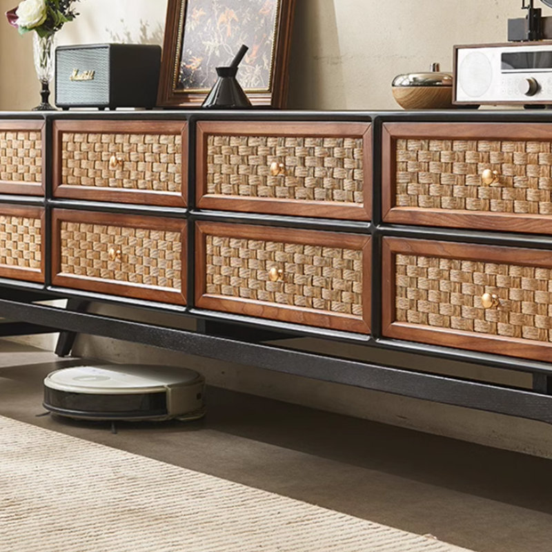 Meuble télé en bois massif tissé Design Sens, 78.74"