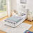 Twin Size Kids Upholstered Bed with Oversized Rabbit Ear Headboard, LED Light & 4 Storage Drawers, Boucle Fabric (79.5''X40.75''X41'')-1495257802