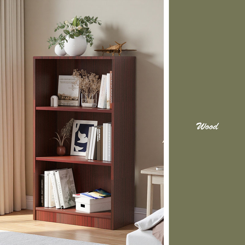 Bibliothèque autoportante à 3 tablettes en bois réglables pour bureau à domicile, 3 couches