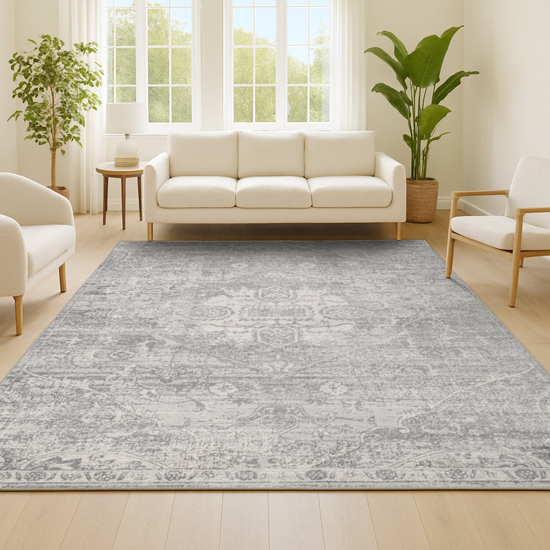 Tapis gris Modern Modern, Rectangulaire 3 pi x 5 pi