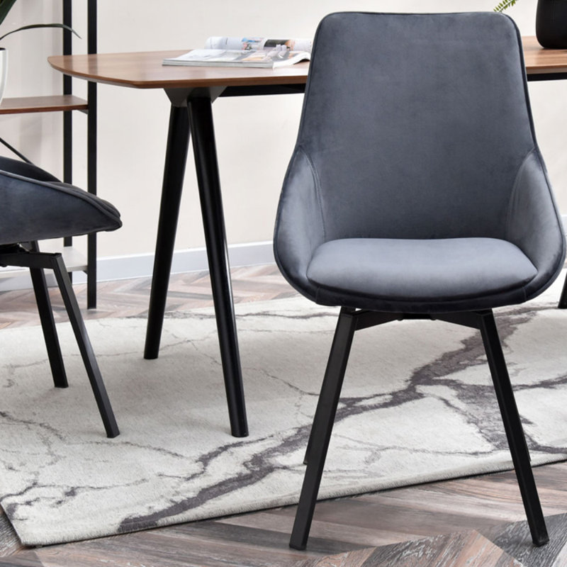 Abadie 48cm H Velvet Upholstered Side Chair, Grey