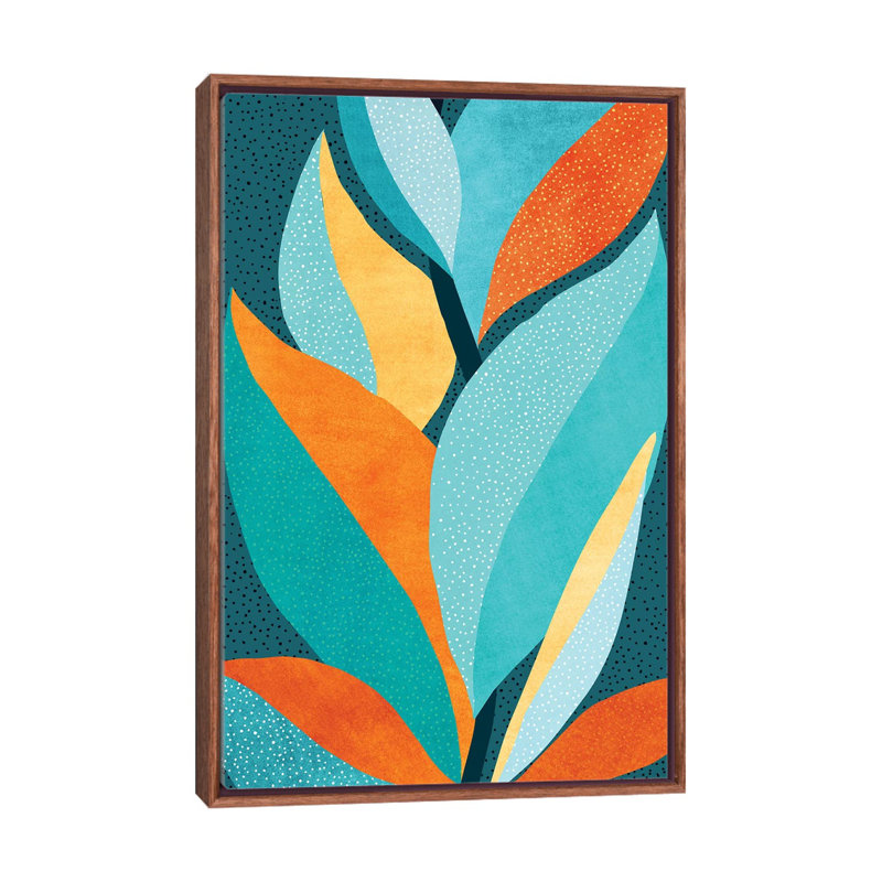 Abstrait feuillage tropical - impression d'art graphique, Pas de tapis, H 40 po x l 26 po x P 1,5 po