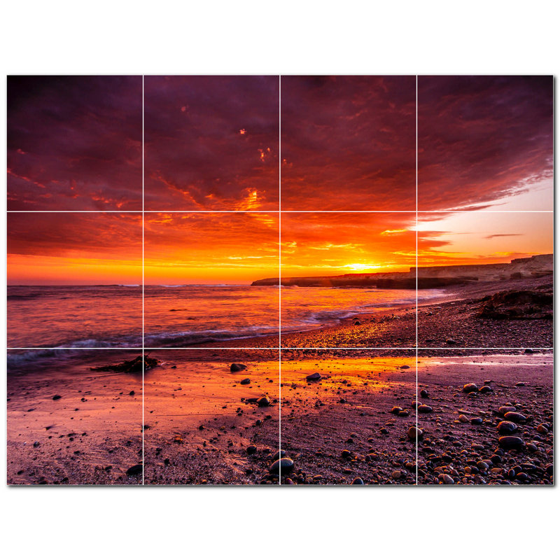 Murale décorative en céramique 8 po x 8 po Sunset