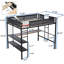 Lit mezzanine double en métal avec bureau et tablettes / Structure de lit en métal robuste / Lattes en bois sans bruit / Garde-corps confortable en Textilene / Bureau intégré, tablettes à 2 niveaux et panneau grillagé / 2 échelles latérales