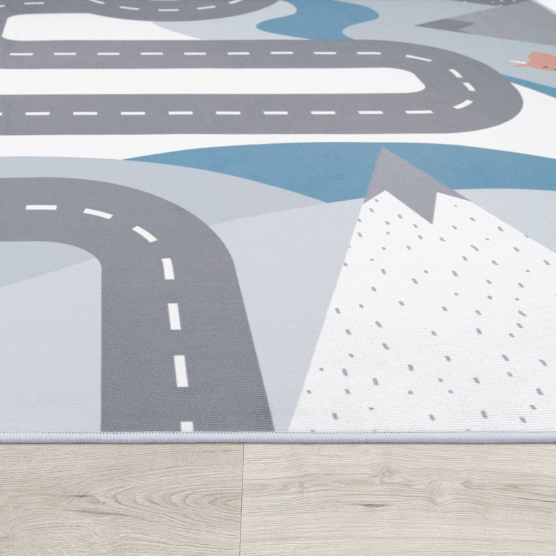 Tapis bleu / gris Cadence, Rectangle 6 pi 7 po x 9 pi 6 po
