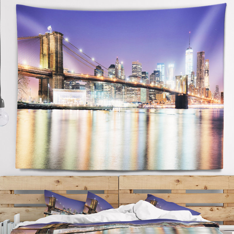 Tapisserie tour freedom de polyester cityscape new york city avec accessoires suspendus inclus, H 32 po x l 39 po
