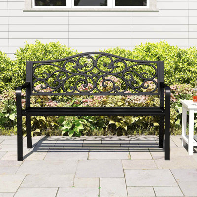 50" Porch Bench With Ergonomic Backrest & Armrests Floral Patterns Curved by Alcott Hill