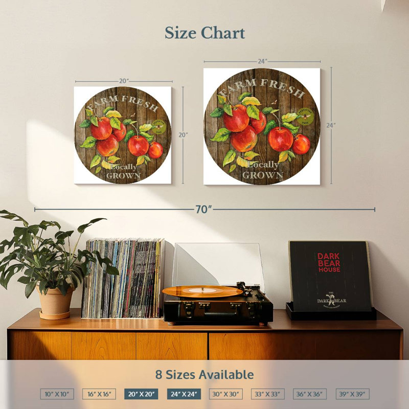 Plaque murale Khylige Farm Fresh Apples I, H 20 po x l 20 po