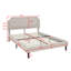 Structure de lit simple en lin avec tête de lit capitonnée à boutons Relexhoon Relexhoon, lit plateforme avec support en lattes de bois-790951559-790951578
