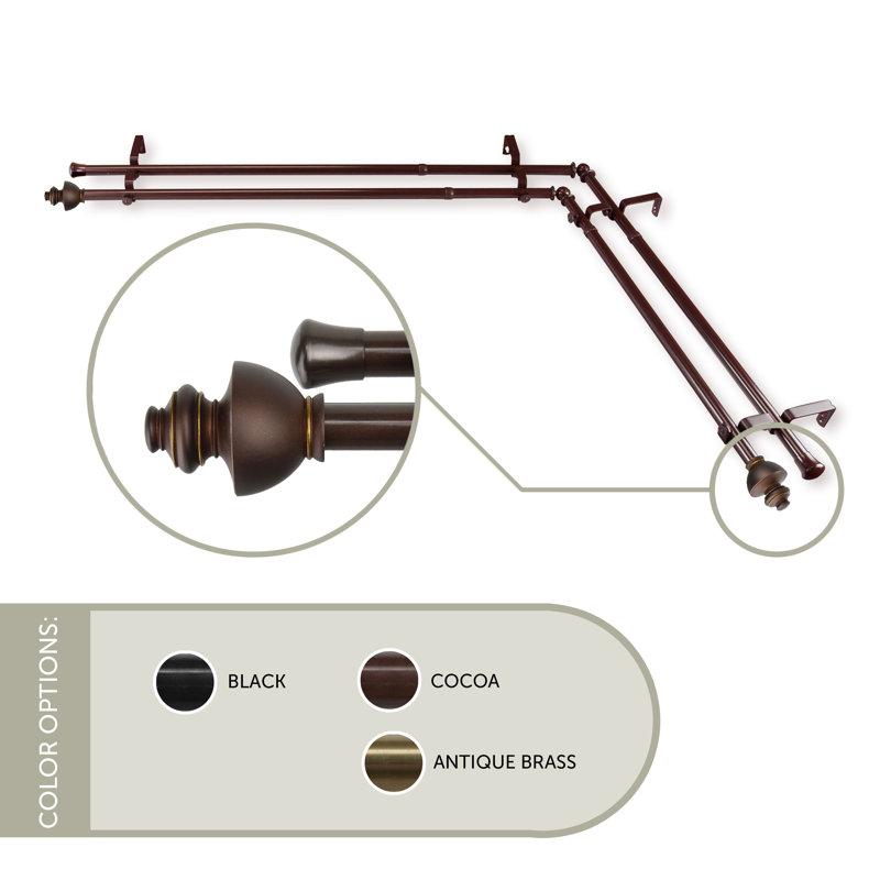 Tringle à rideaux double Andreasen, L 120 po x l 70 po, Cacao