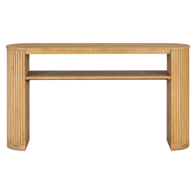 Rustic Console Table with Fluted Legs and Ash Veneer Top