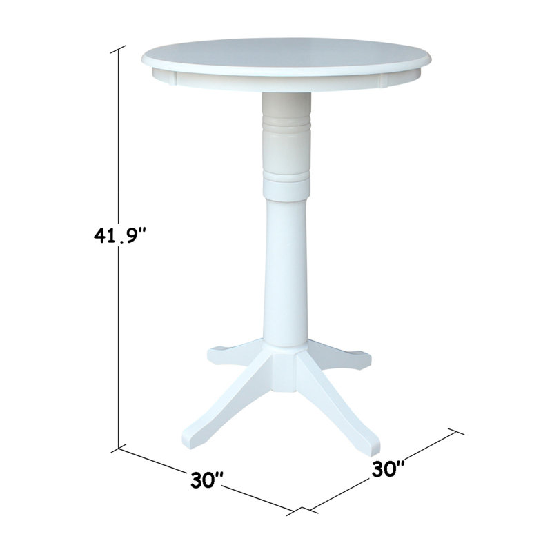 Frausto 2 - Person Solid Wood Bar Height Pedestal Dining Set, White, 41.9" H x 30" W x 30" D