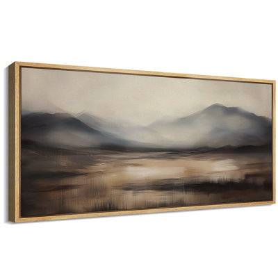 Neutral Brown Artwork, Abstract Mountain Landscape Wall Pictures, Giclee Canvas Digital Print Extra Large Framed Wall Art