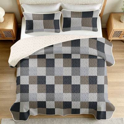 Ensemble de courtepointe classique - Couvre-lit doux et confortable pour toutes les saisons, couette fine et luxueuse, couverture matelassée chaude avec taies d'oreiller, ensemble de courtepointe 2 pièces pour lit simple