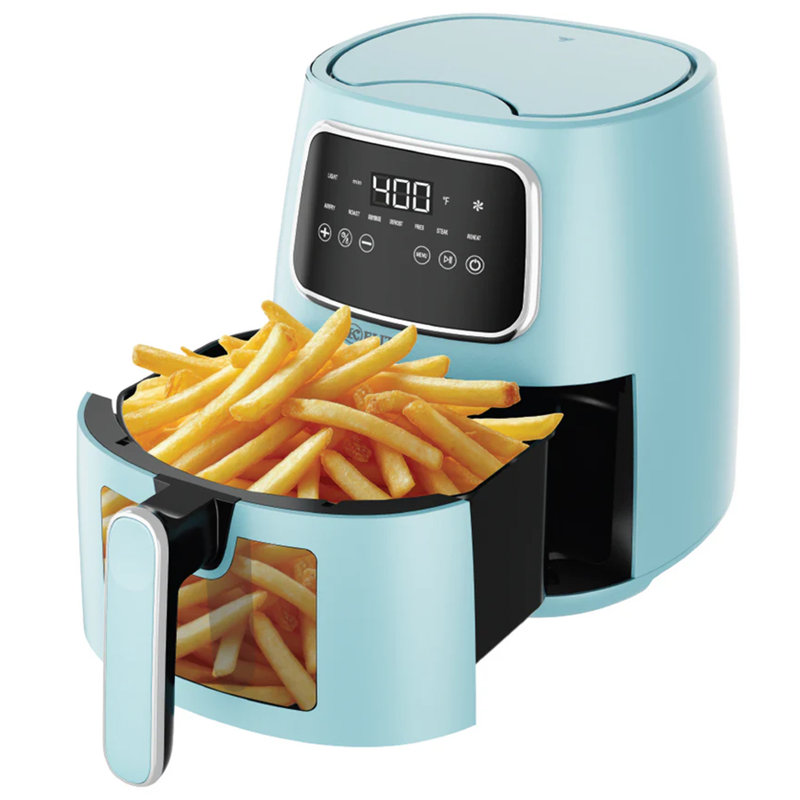 Kitchen Elite 5.5 Qt Digital Air Fryer, 7-in-1 Small Airfryer, LED Screen, Blue
