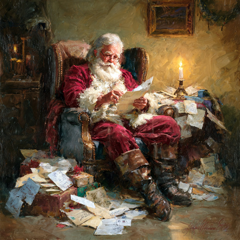 Art mural sur toile tendue avec lettres du père Noël, H 40 po x l 40 po