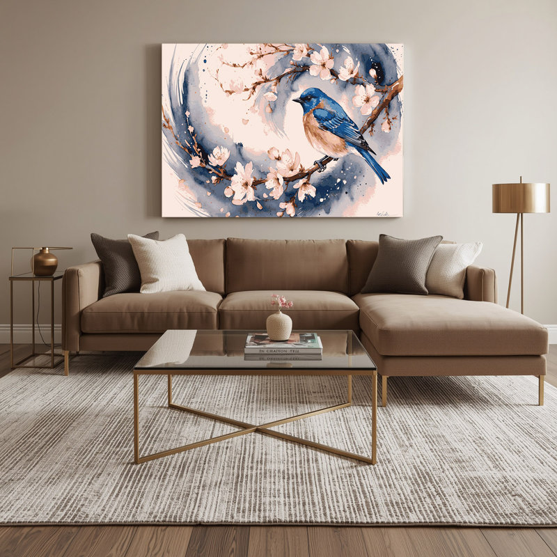 Birds Eastern Bluebird, art mural sur toile beige, H 20 po x l 24 po