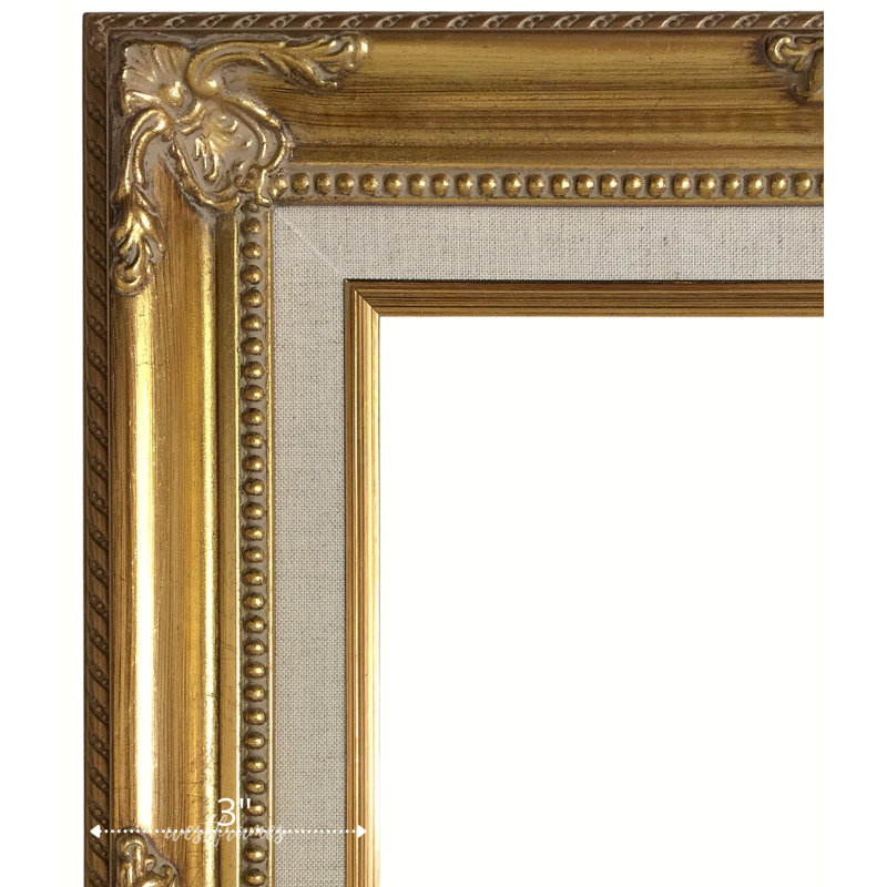Estelle Antique Gold Leaf Wood French Baroque Picture Frame, 16" x 20", Gold/Linen