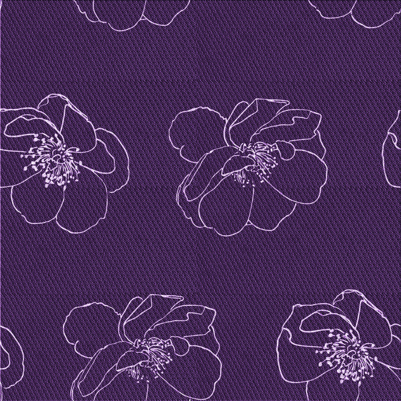 Tapis floral en laine mauve, Carré 8 pi