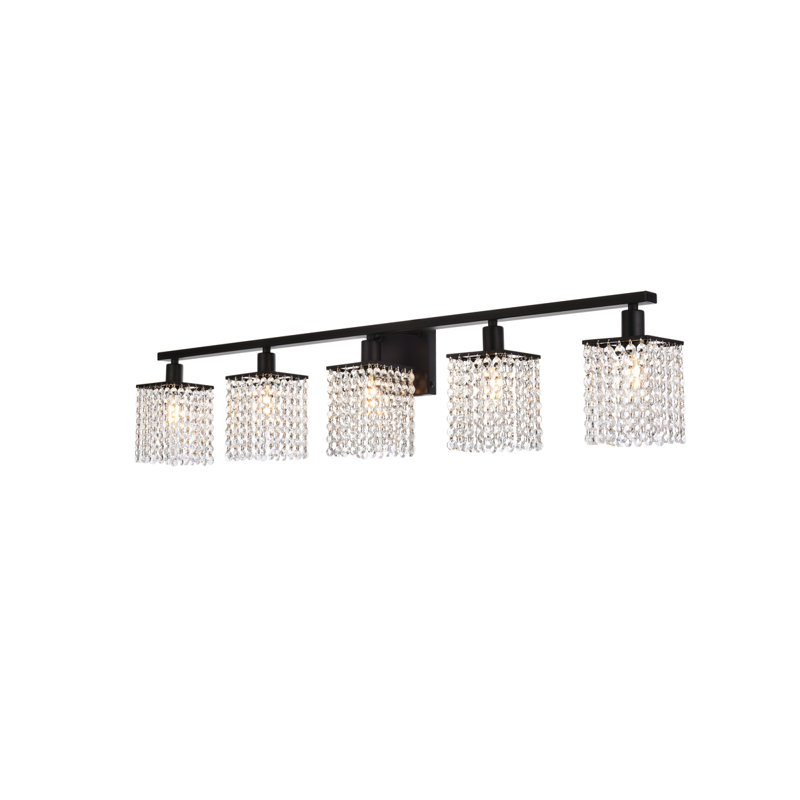 Éclairage pour meuble-lavabo à intensité variable de 3 lumières Presler, Noir, 5 lumières, H 8,4 po x l 5,8 po x P 42 po