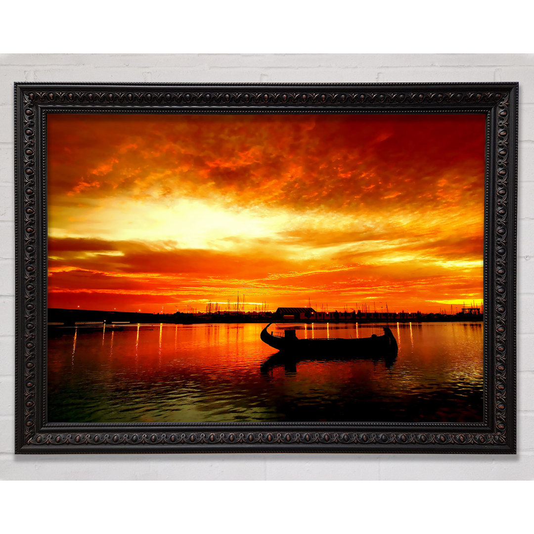 Fire Sky Lake Orange - Einzelner Bilderrahmen Kunstdrucke