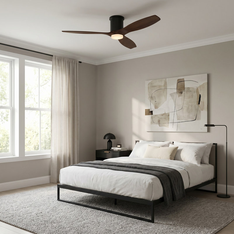 Collins 52'' Ceiling Fan with LED Lights, Midnight Black, Dark Walnut
