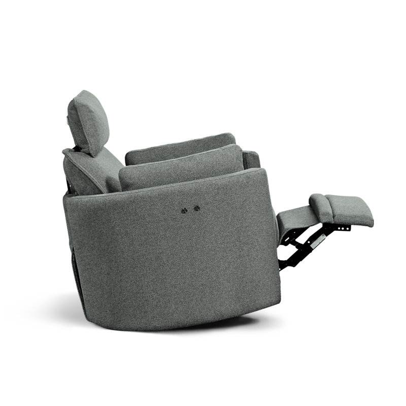 Cozy Soft Swivel Power Recliner with Adjustable Headrest and Footrest, Light Grey