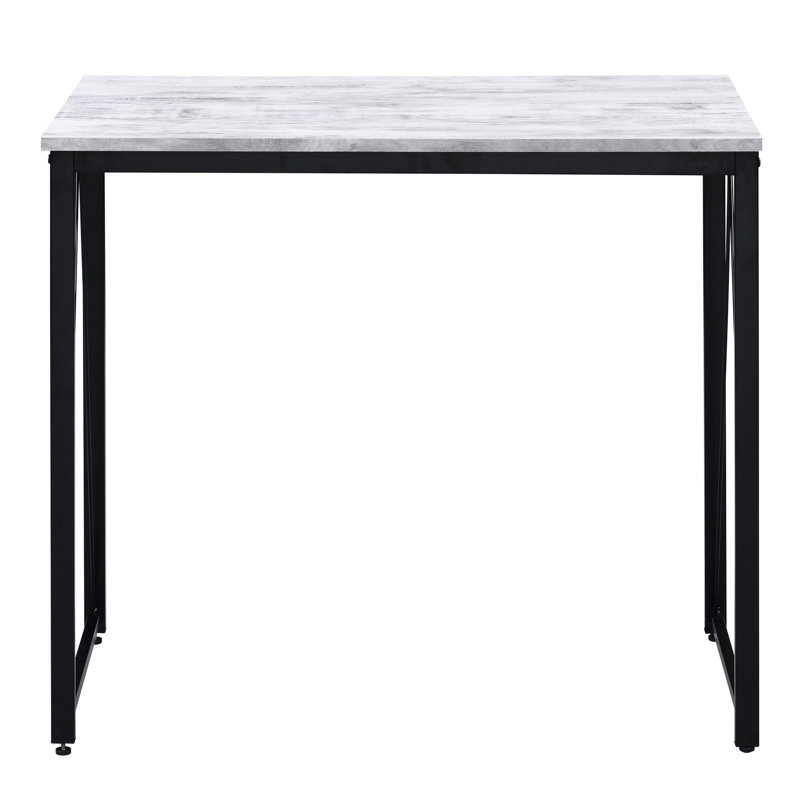 Bureau d'écriture pour chambre de résidence, blanc antique et noir, bureau de travail rustique en métal
