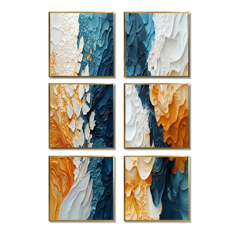 Danysha - Ensemble de 6 reproductions d'art sur toile abstraites, Toile tendue, Ne s’applique pas