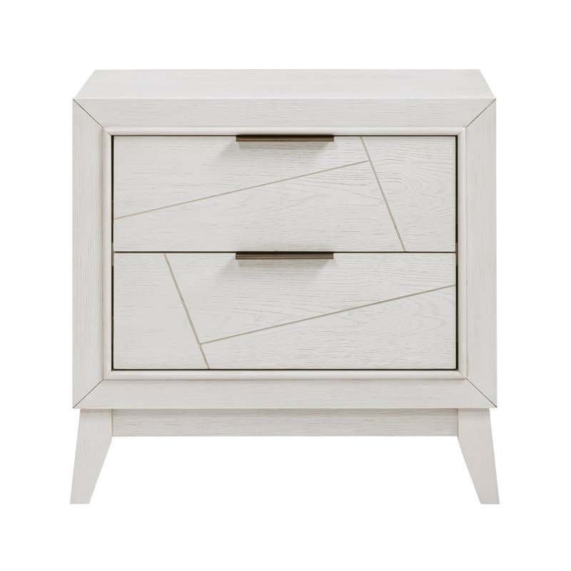 Table de chevet à finition blanche antique avec tiroirs, meubles de chambre à coucher modernes, 1 pièce