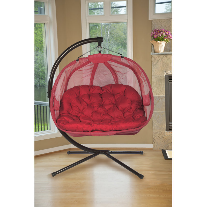 Balancelle double avec support Abdool, Rouge