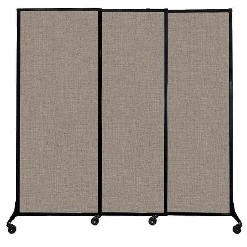 QuickWall 3 Panel Sliding Partition, 80" H x 84" W, Pebble