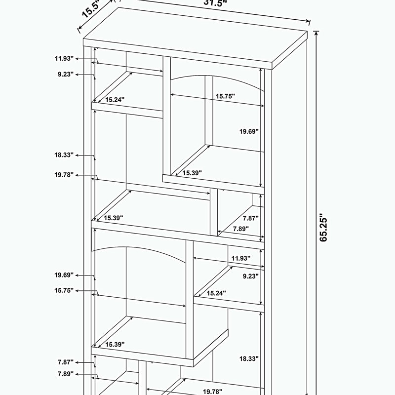 65-inch 8-shelf Bookcase
