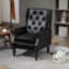 Fauteuil en similicuir brun, monobloc, style moderne, mousse haute élasticité, structure en bois massif et contreplaqué, pieds en bois d'hévéa-1942602400