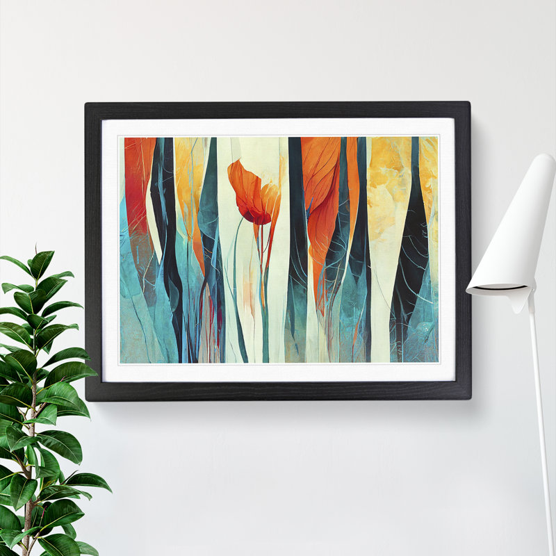 Floral Abstract Vol.3 - Single Picture Frame Print, Black Framed, 46cm H x 64cm W x 2cm D