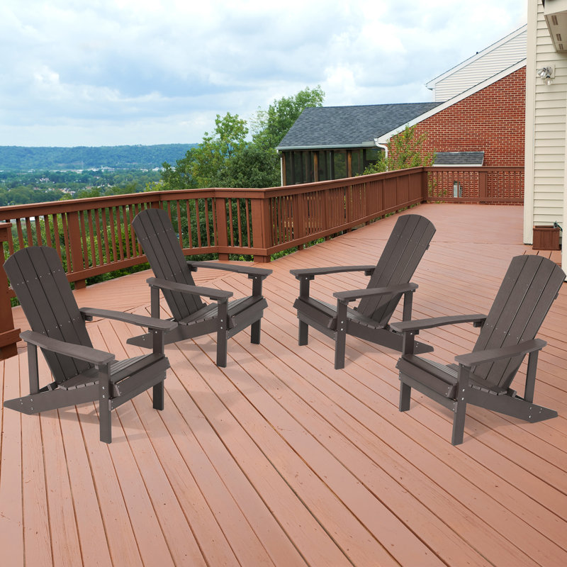 Bergenfield HIPS Plastic Adirondack Chairs Set  for Outdoor Lawn and Garden Chair, Coffee